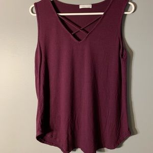 Burgundy Wide Strap Tank Top